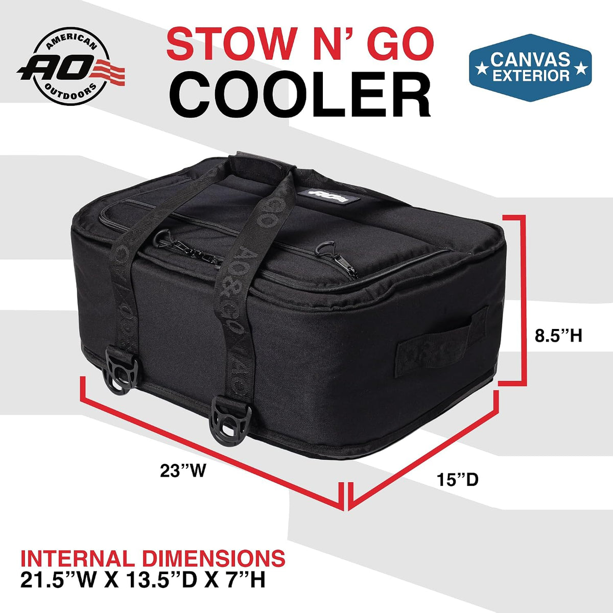 AO Coolers Stow-N-Go Canvas Soft-Sided Cooler, Low Profile and Leak Proof, Insulated for 24-Hour Cold