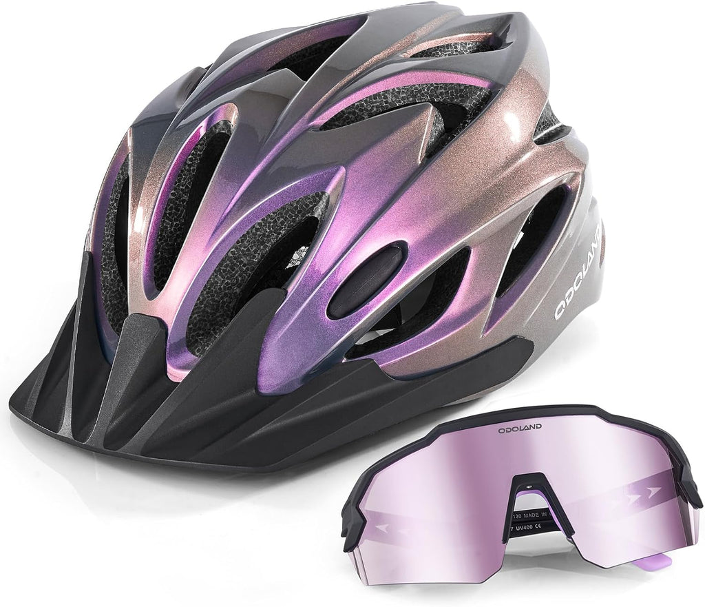 Odoland Adult Bike Helmet with Cycling Sunglasses Set for Men & Women