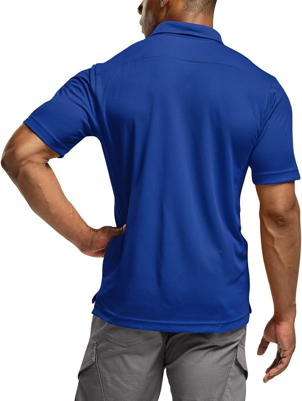 CQR Men's Quick Dry Tactical Polo Shirt, Lightweight Breathable Performance Polo, Short Sleeve UPF 50+ Outdoor Golf Shirt