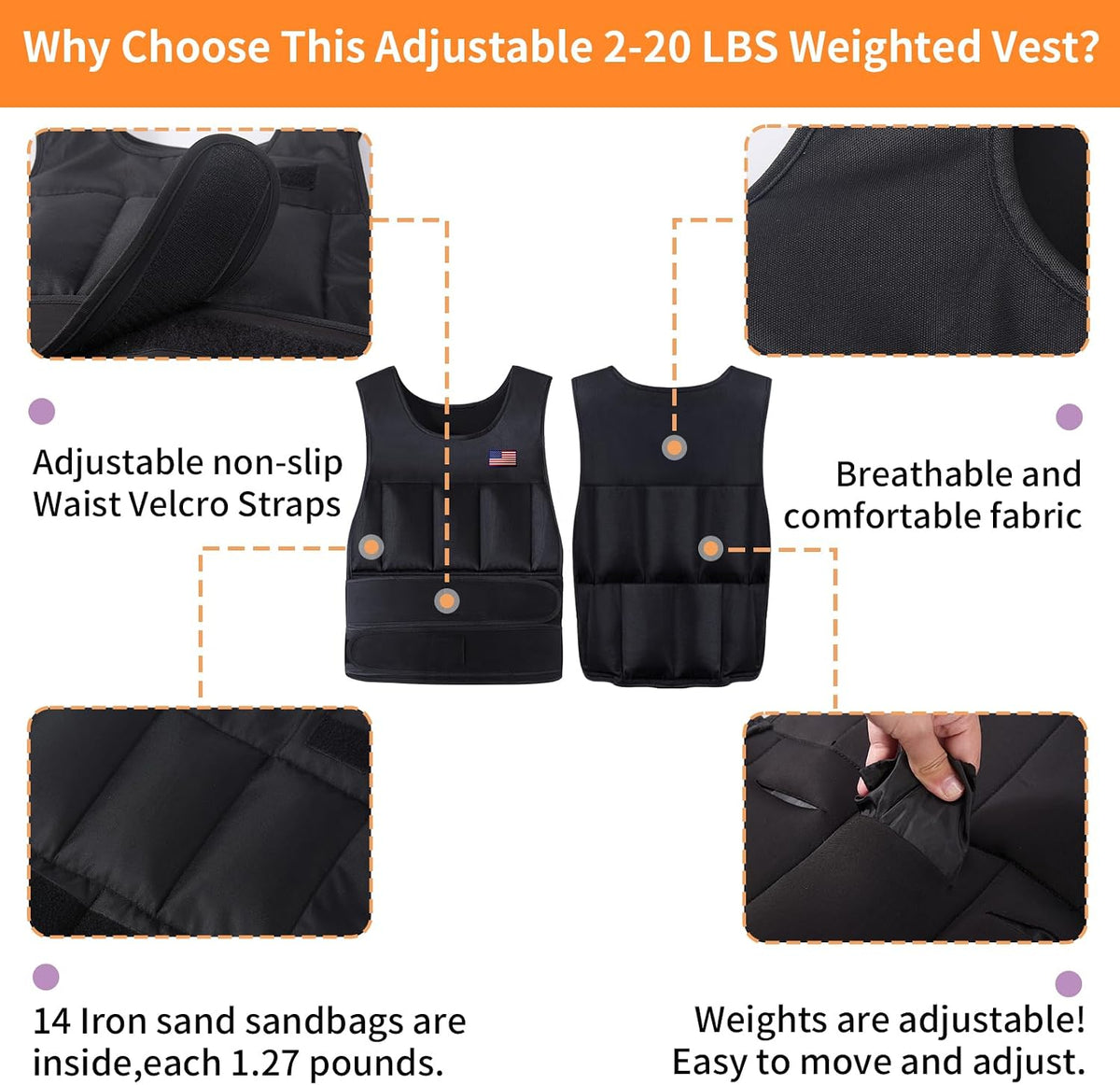 Wolliwa Adjustable Weighted Vest for Men Women,2-30 Lbs Adjustable Weighted Vest with Straps Womens Running Weight Vest for Walking Strength Training Fitness