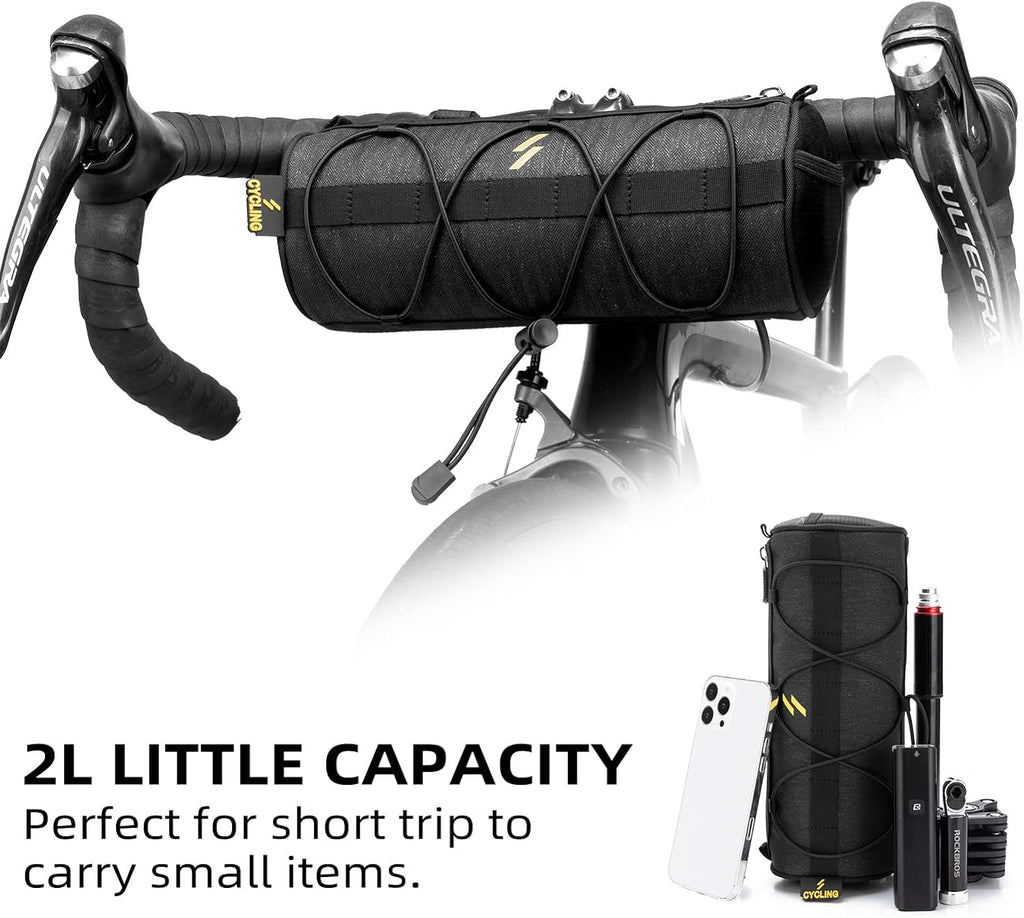 ROCKBROS Bike Handlebar Bag 2L Lightweight 4 Mounting Ways on Frame/Seat