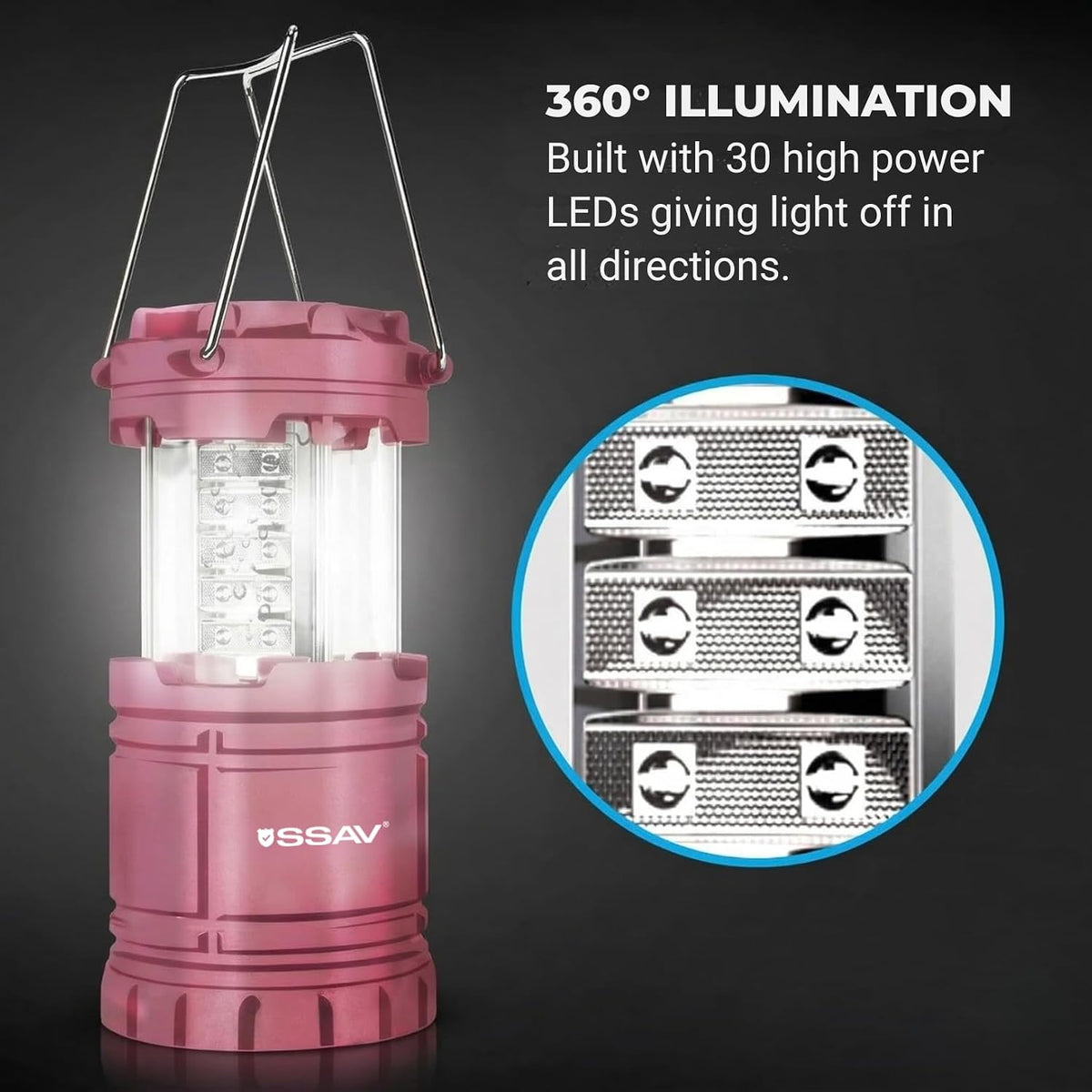 SSAV Battery Powered LED Lanterns (Batteries Included) (2 Pack Pink)