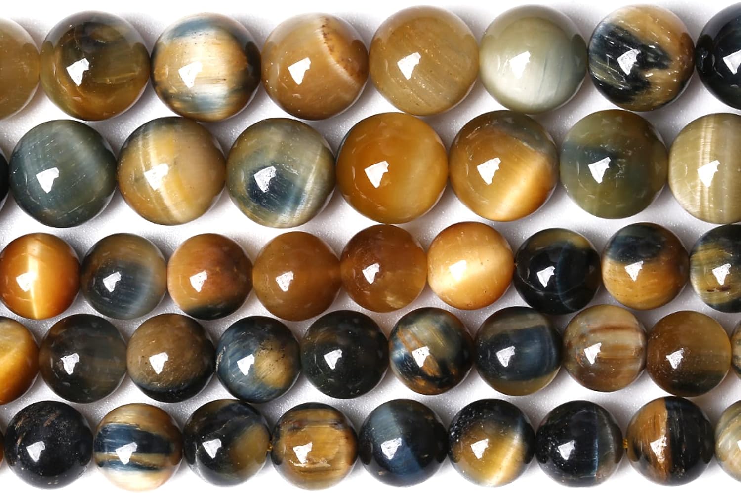 8MM 46PCS Natural Stone Silver Obsidian Loose Beads for Jewelry Making DIY Bracelet