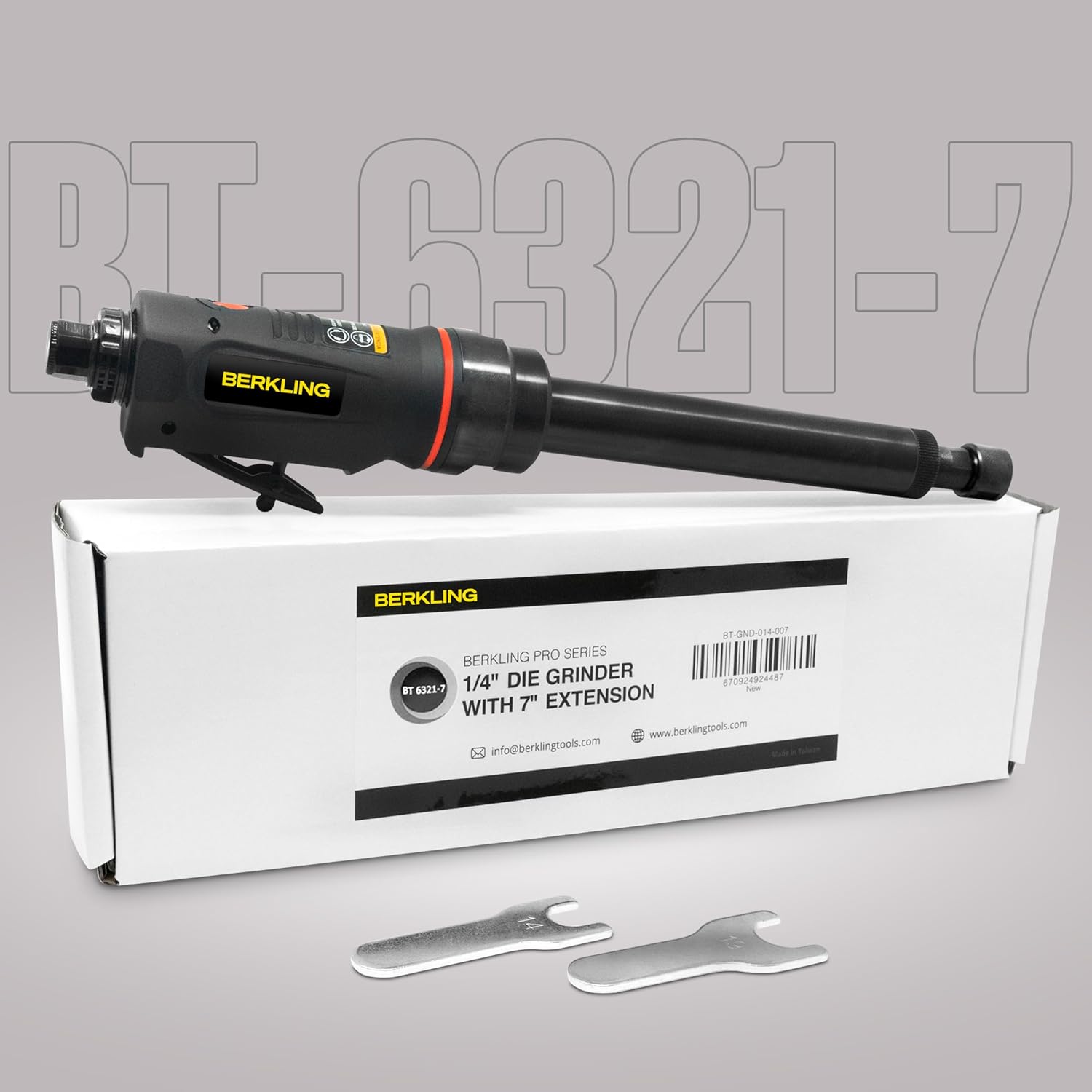 Berkling BT 6321-7 1/4in Air Die Grinder, 7in Extension, 20,000 RPM