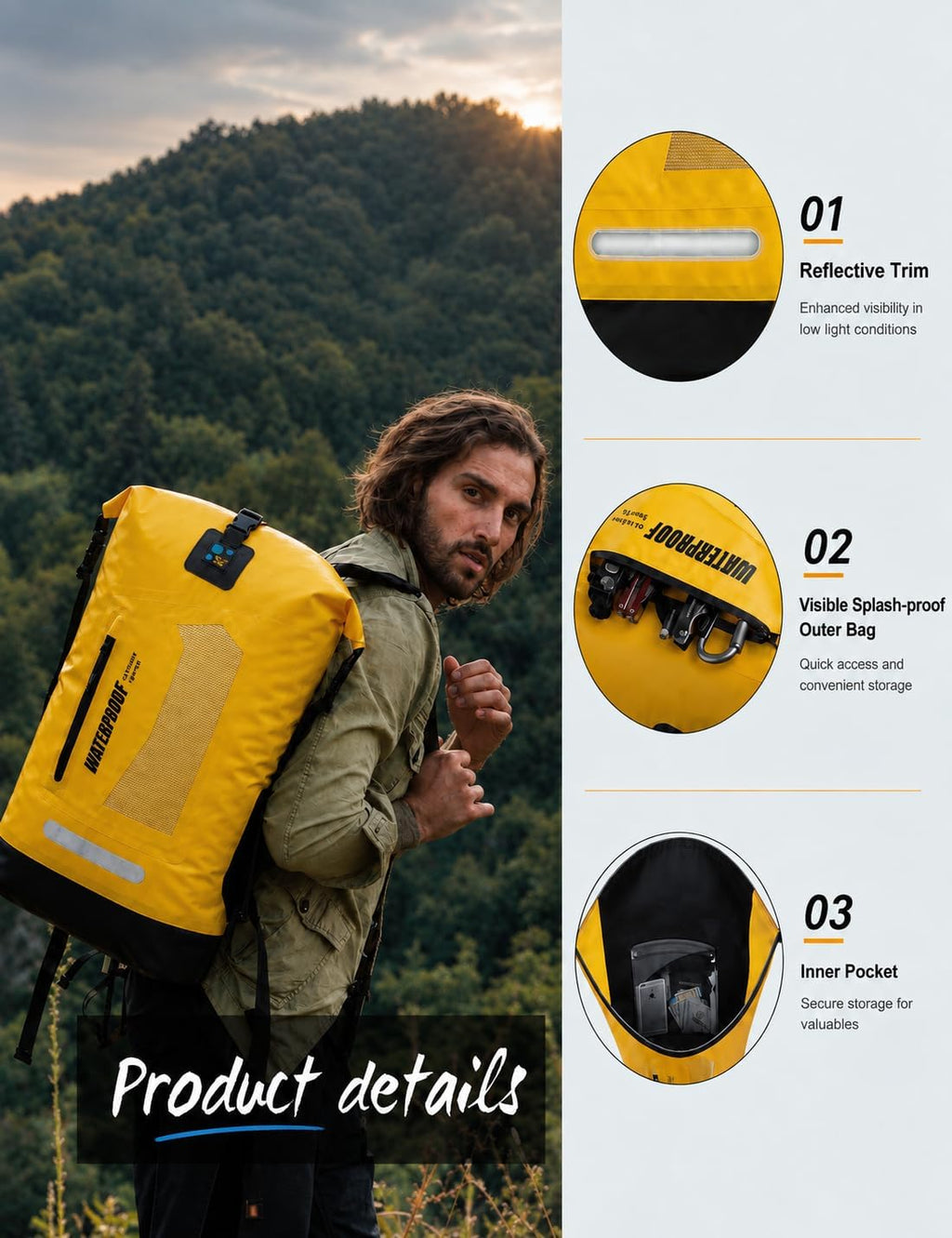 IDRYBAG Waterproof Backpack - 20L/30L/40L Floating Dry Bag for Men, Kayak
