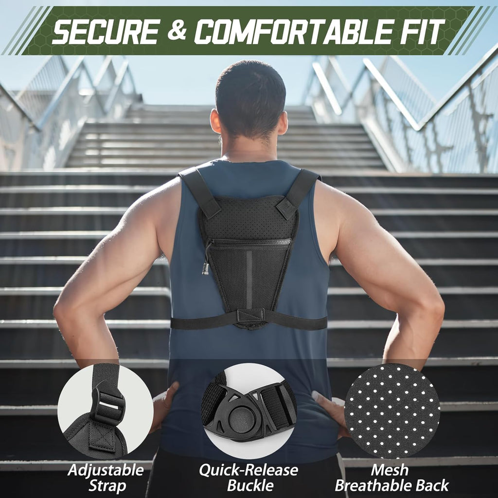 OCKLILY Chest Bag for Men Women, Outdoor Sports Running Vest Bag, Chest Pack for Running, Cycling, Hiking, Workouts, Travel