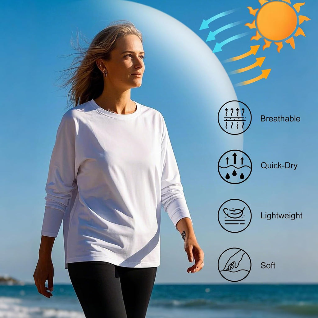 HovSiyla Women Long Sleeve Shirts Running UV Rash Guard Casual Tops Sun Protection Workout Hiking T Shirts for Women