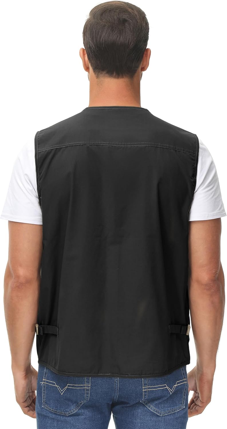 Lentta Men's Fishing Vest Summer Outdoor Lightweight Work Photo Vest 16 Pockets