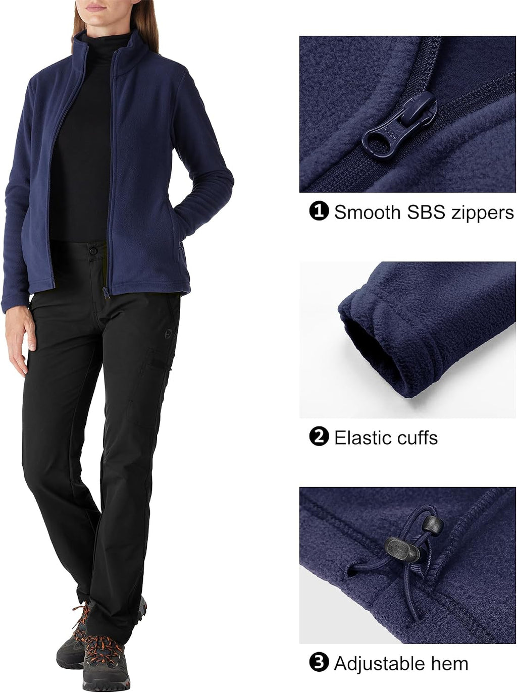 Outdoor Ventures Women's Lightweight Warm Polar Fleece Jacket Zip Up