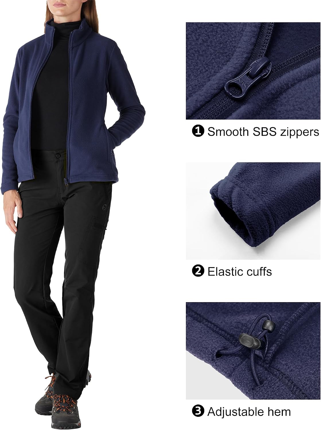 Outdoor Ventures Women's Lightweight Warm Polar Fleece Jacket Zip Up