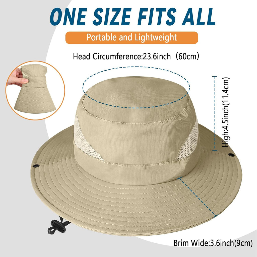 ZOORON Sun Hats for Men Women, Wide Brim Safari Hats UV Protection UPF50+ Waterproof Boonie Hats for Fishing Hiking Camping
