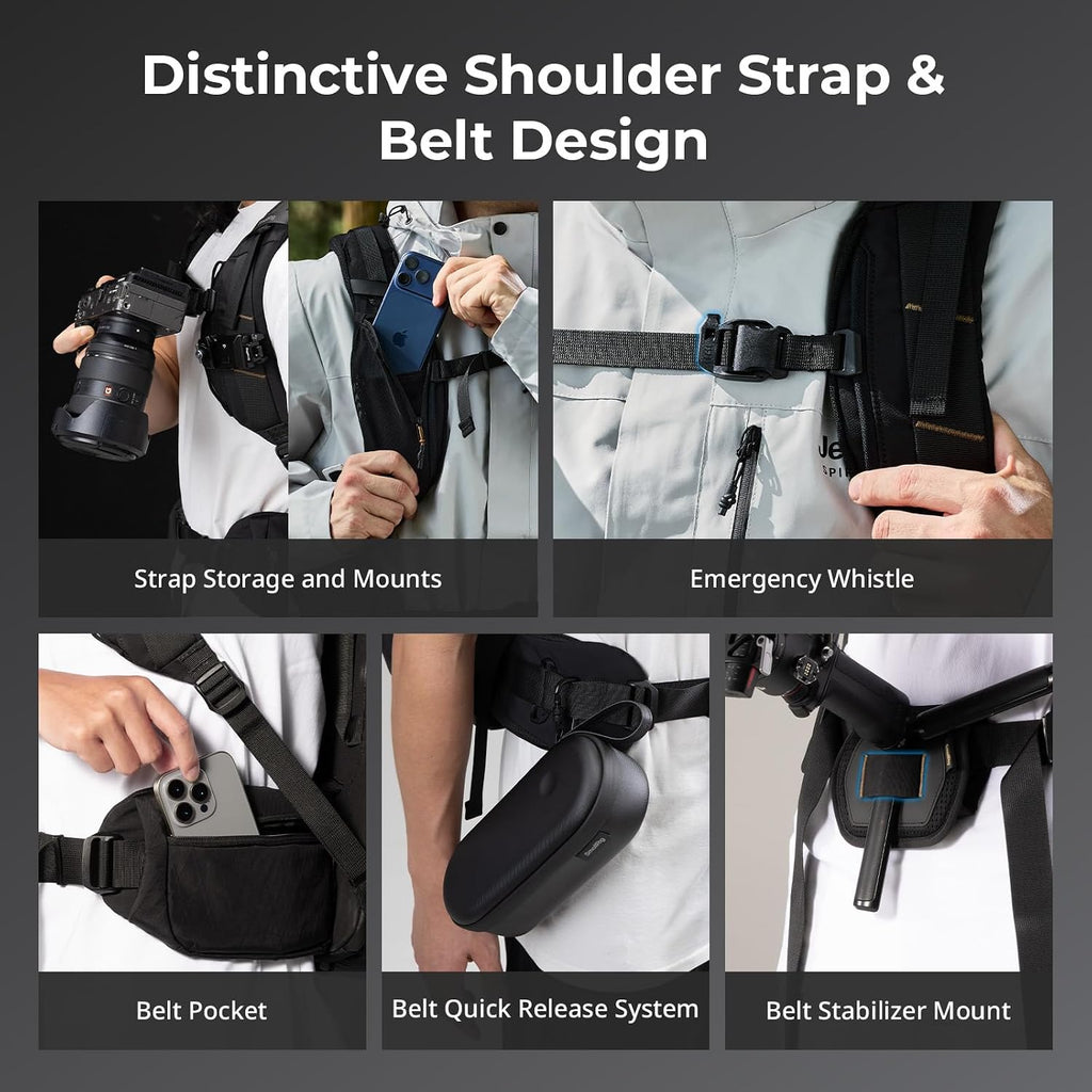 SMALLRIG Outra 25 Camera Backpack, 25L Professional DSLR/Mirrorless Bag for Sony/Canon/Nikon, Breathable Back Panel, Tripod Mount Travel & Photography Bag with 3 Accessory Pouch, Rain Cover
