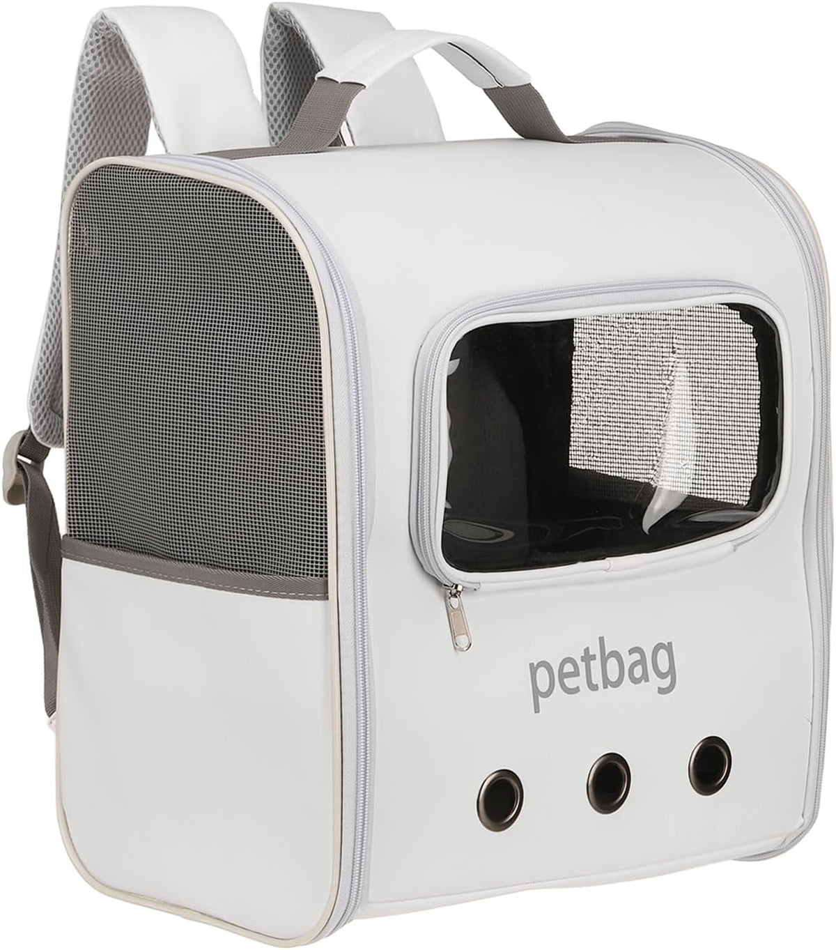 Pet Backpack Carrier White Dogs Cats Travel Bag with Cover 14.17"