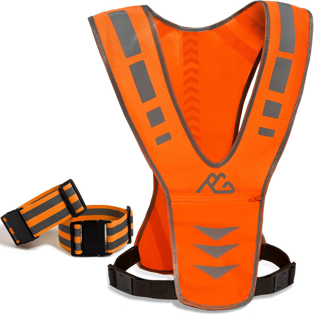 GoxRunx Reflective Running Vest Gear with Reflective Bands for Women Men Safety Reflective Vest for Walking Running Cycling at Night