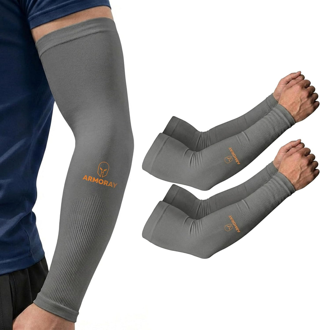 ARMORAY Arm Sleeves for Men and Women - UV Sun Protection Cooling Compression - Tattoo Cover Up Sleeve for Daily Wear & Work