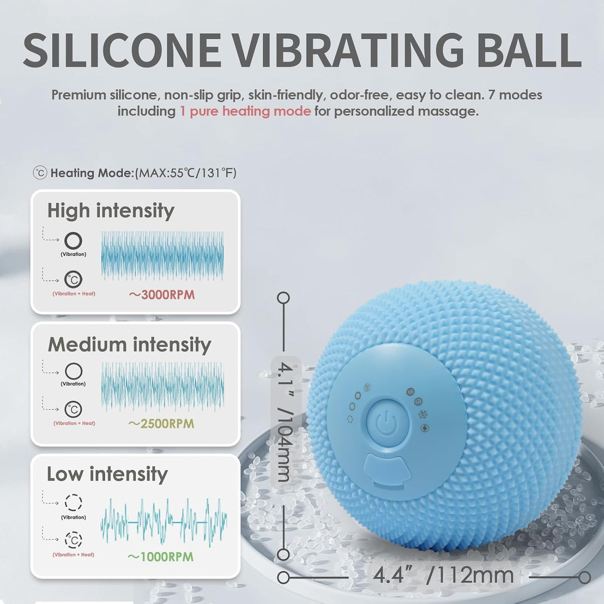 Heating Vibrating Massage Ball with 7 Modes & Memory Function