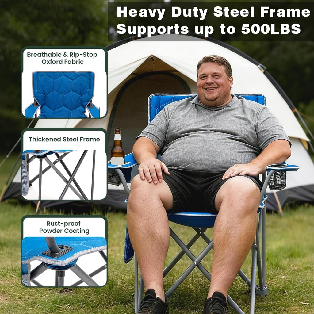 SUNNYFEEL Oversized Camping Chair for Adults, Heavy Duty 500LBS Blue
