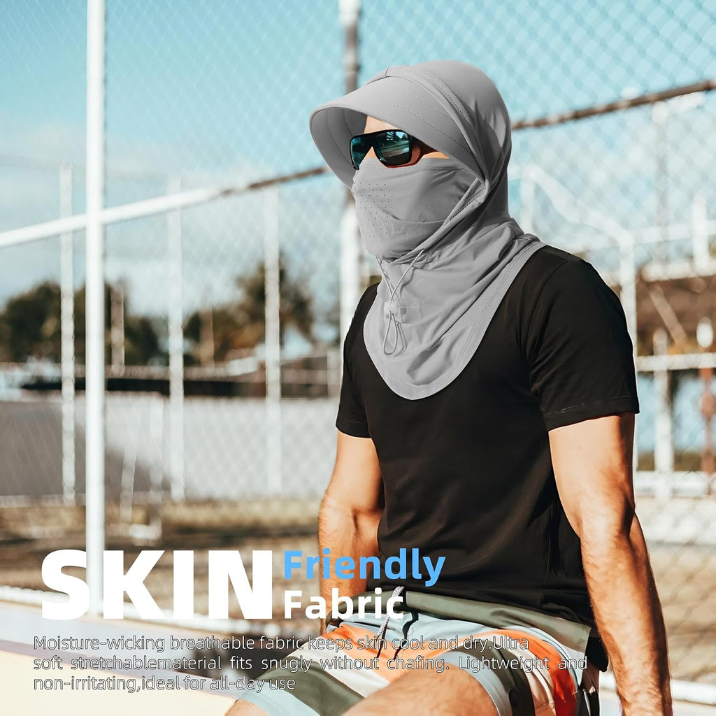 Cooling Breathable Balaclava Full Face Mask with Wide Brim Sun UV Protection Hood for Men Women Fishing Motorcycle Skiing