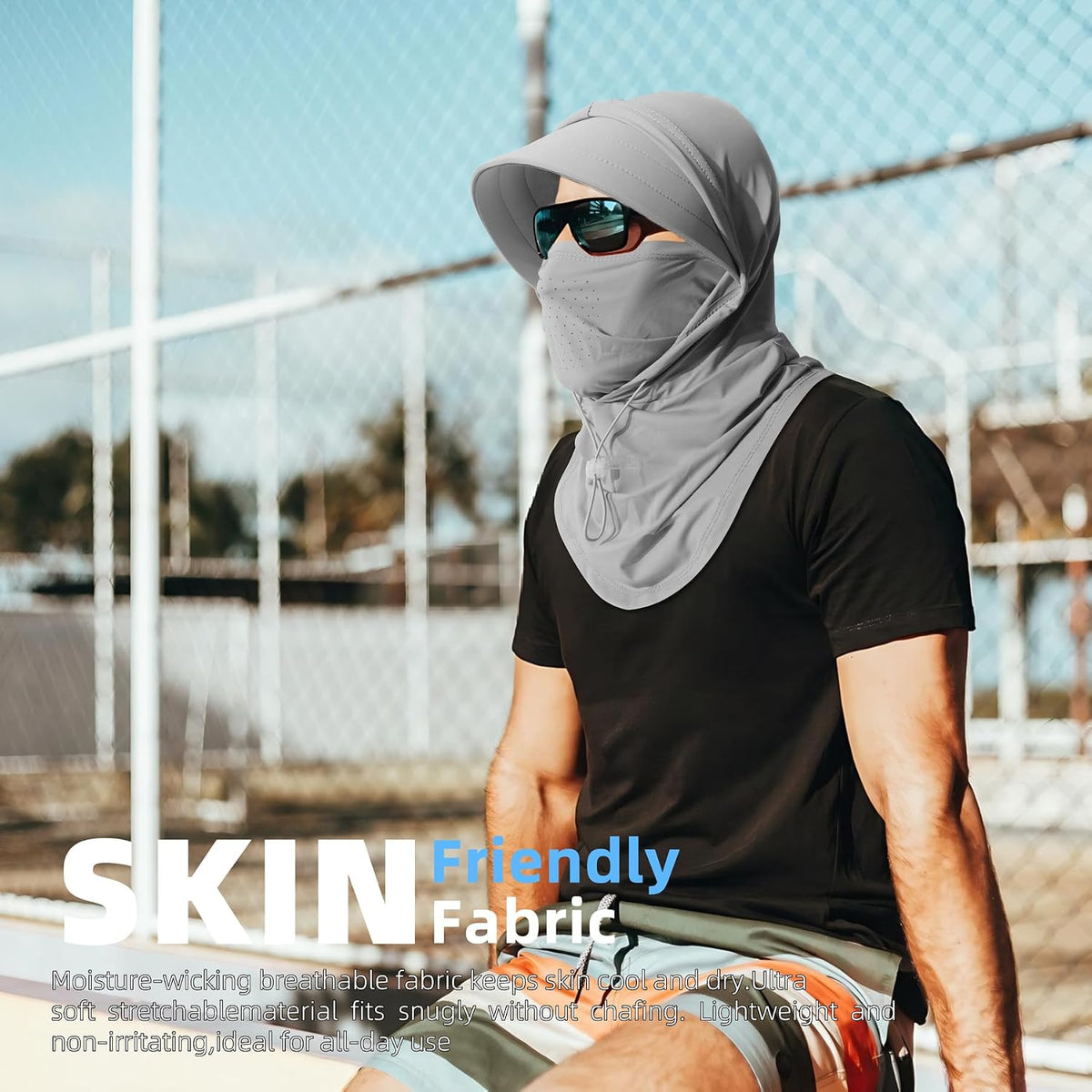 Cooling Breathable Balaclava Full Face Mask with Wide Brim Sun UV Protection Hood for Men Women Fishing Motorcycle Skiing