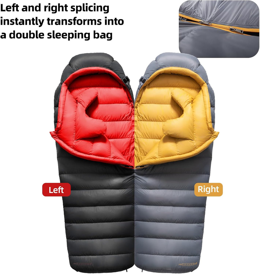 Down Sleeping Bag for Adults, 620 Fill Power Backpacking