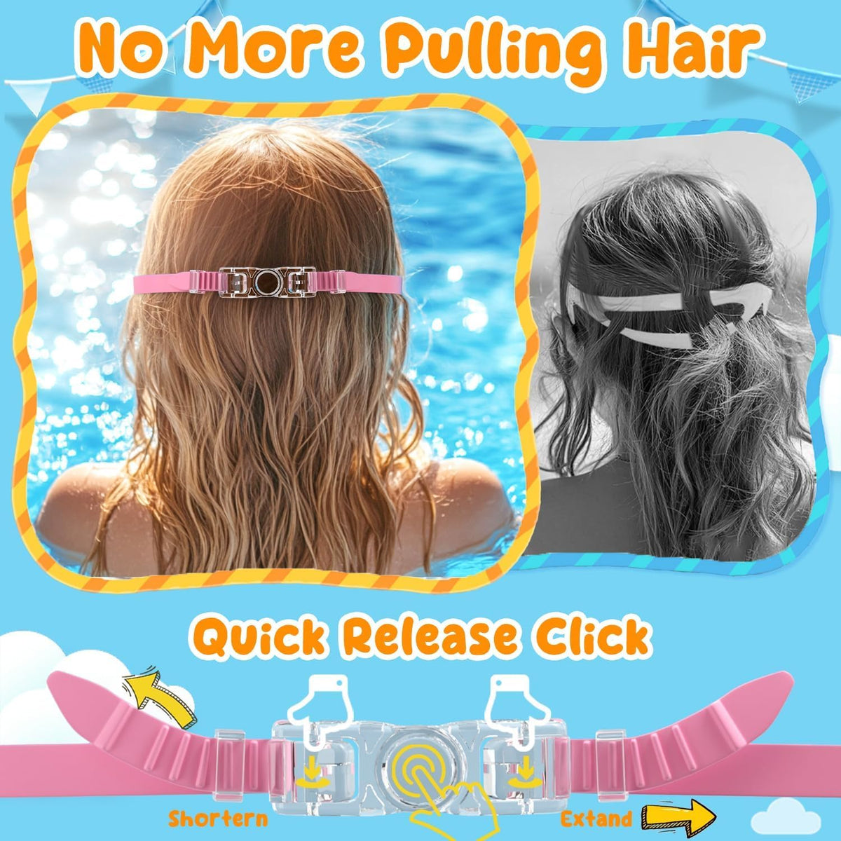 COOLOO 2 Pack Kids Goggles 4-16, Wide View No Leaking Kids Swim Goggles