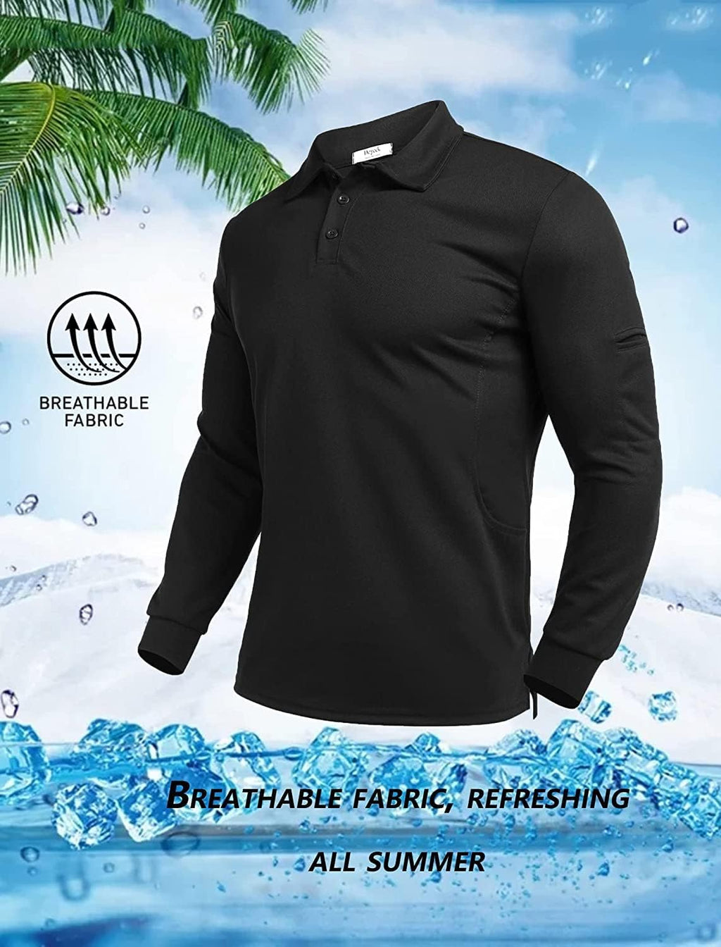 Deyeek Men's Long Sleeve Polo Shirts, Quick Dry Golf Polo for Men