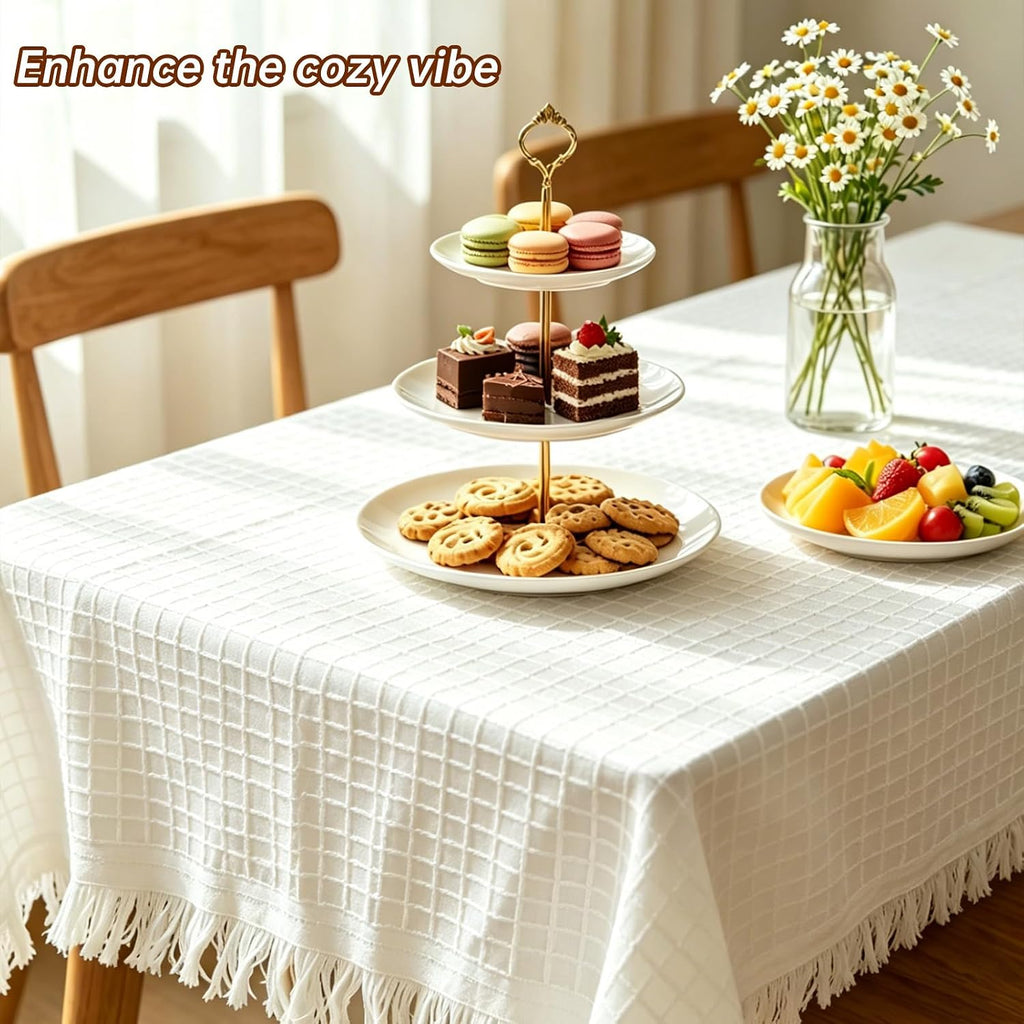 Extra Large Waterproof White Picnic Blanket, 118 x 71 in, Waffle Weave