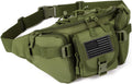 ArcEnCiel Tactical Fanny Pack for Men Women Waist Bag Hip Belt Outdoor Hiking Fishing Bumbag with Patch (Green)