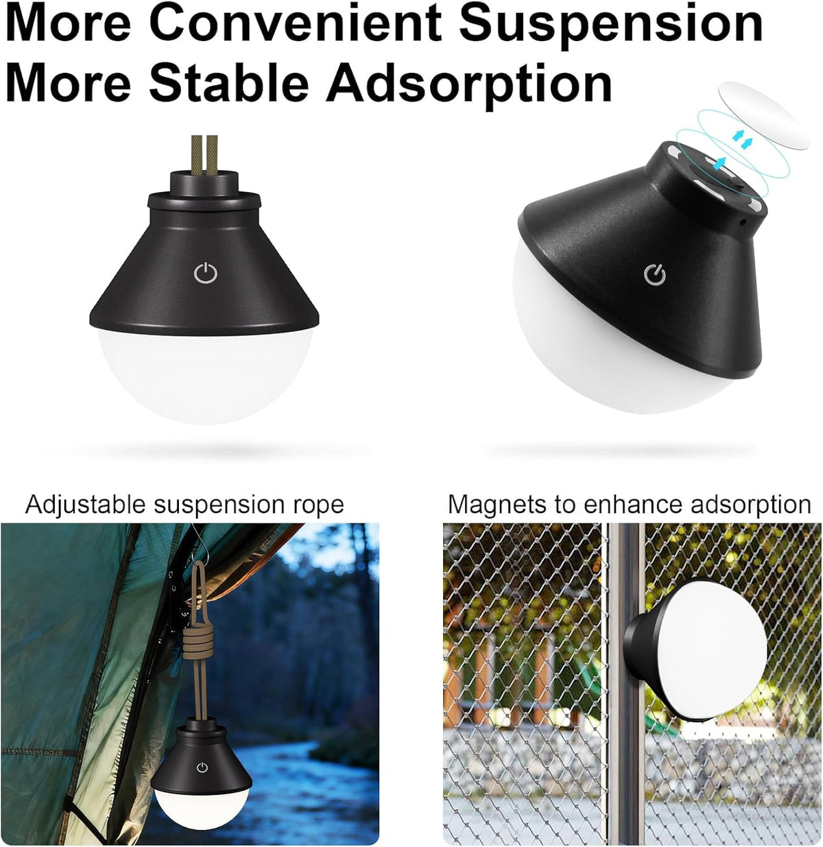 2-Pack LED Camping Lantern Rechargeable 5000mAh with Magnetic, 600LM Waterproof Battery Powered Hanging Tent Light, Cordless Portable Dimmable for Power Outages Hunting Survival Gear Outdoor