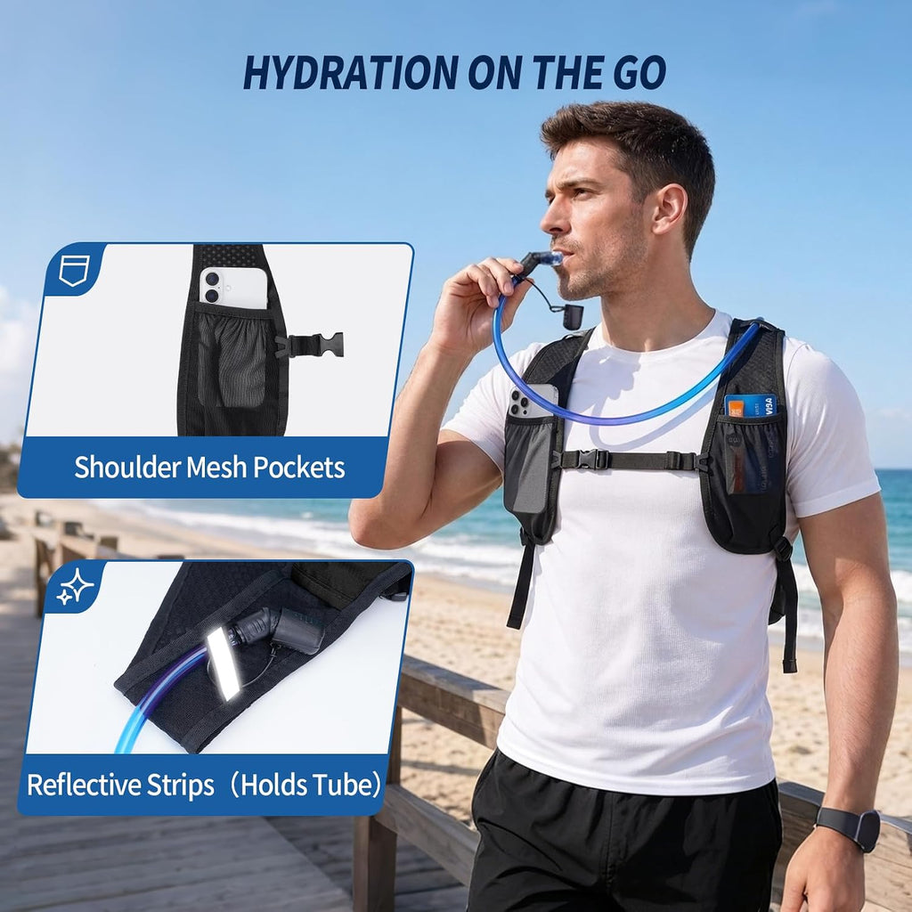 Blue Quartz Hydration Backpack with 2L Water Bladder, 18L Hiking Backpack for Women Men, Lightweight Water Pack with Phone Pocket for Quick Access, Hydration Pack for Cycling, Running, Biking