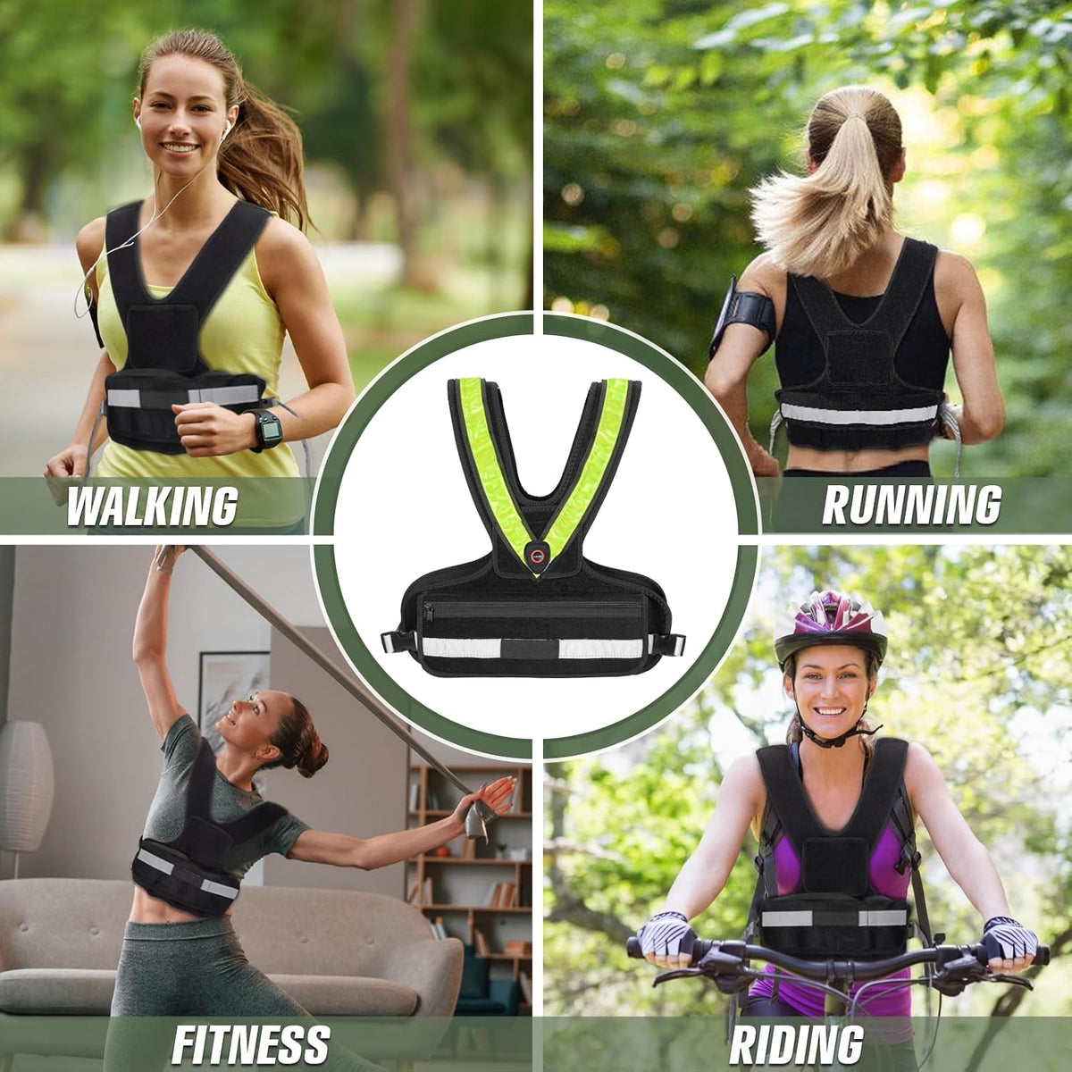 Weighted Vest for Women Men, Sport Running Weighted Vest with Reflective Strips and LED Flashing Sash, 10lbs/20lbs Weight Vest for Strength Training and Workout