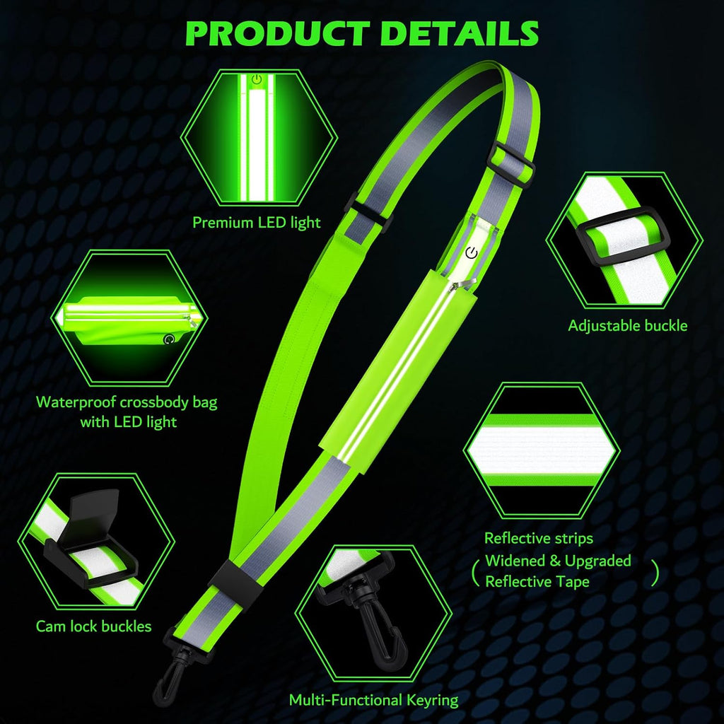 LED Reflective Night Walking Safety Gear,Adjustable Walking Light Belt, for Night Dog Walking,High Visibility Safety Lights for Walking at Night for Men Women Jogging Running Biking