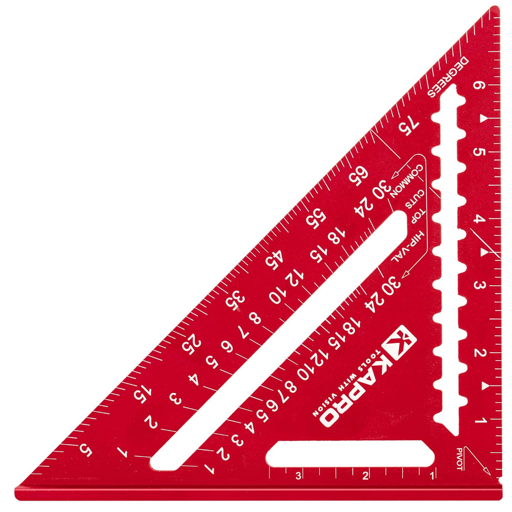 Kapro - 446 High Definition Anodized Rafter Square - Resists Wear and Corrosion - Features Conversion Table and Protractor - Lightweight & Compact Profile - 12 Inch
