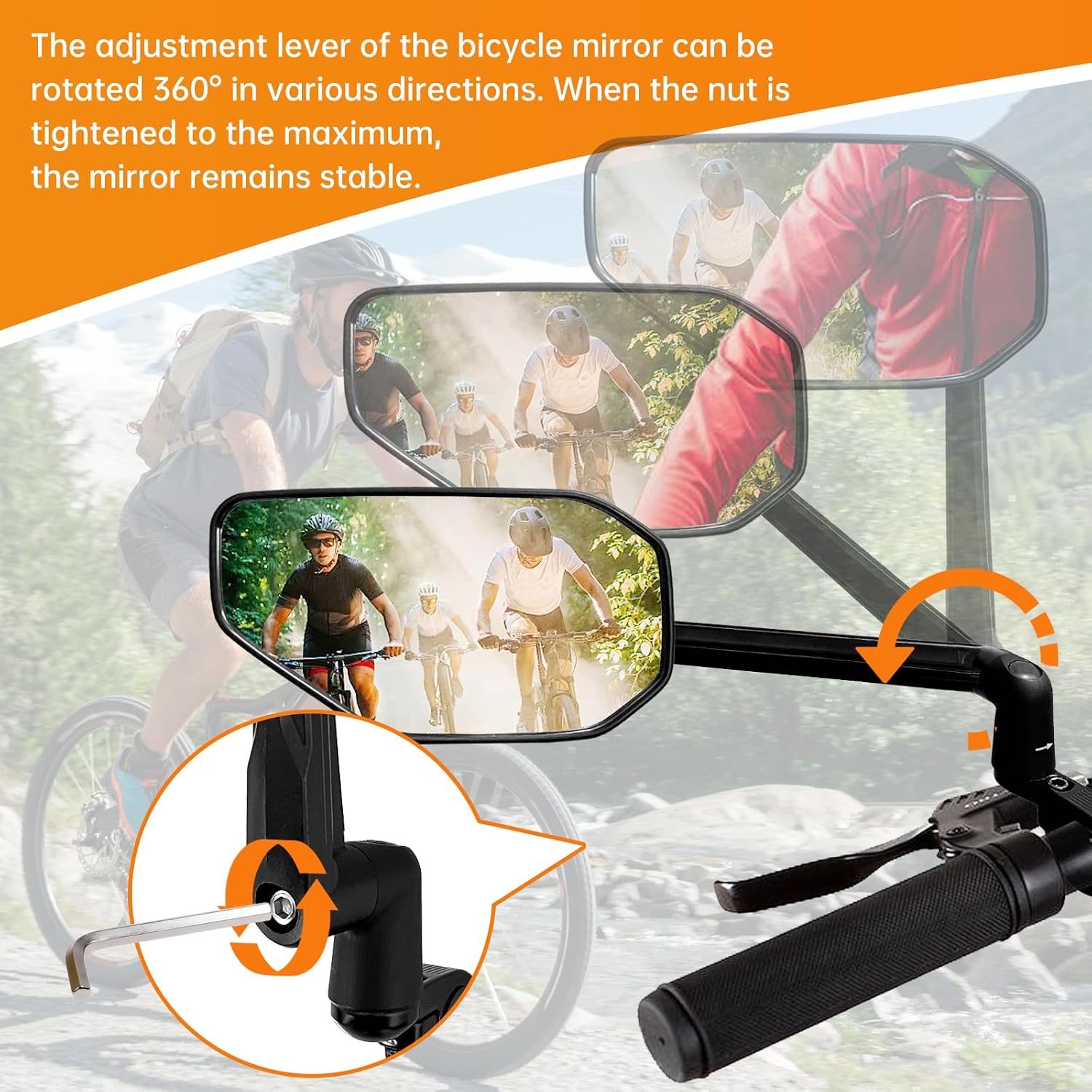 2PCS Foldable Bike Mirror Handlebar 360° Bar End
