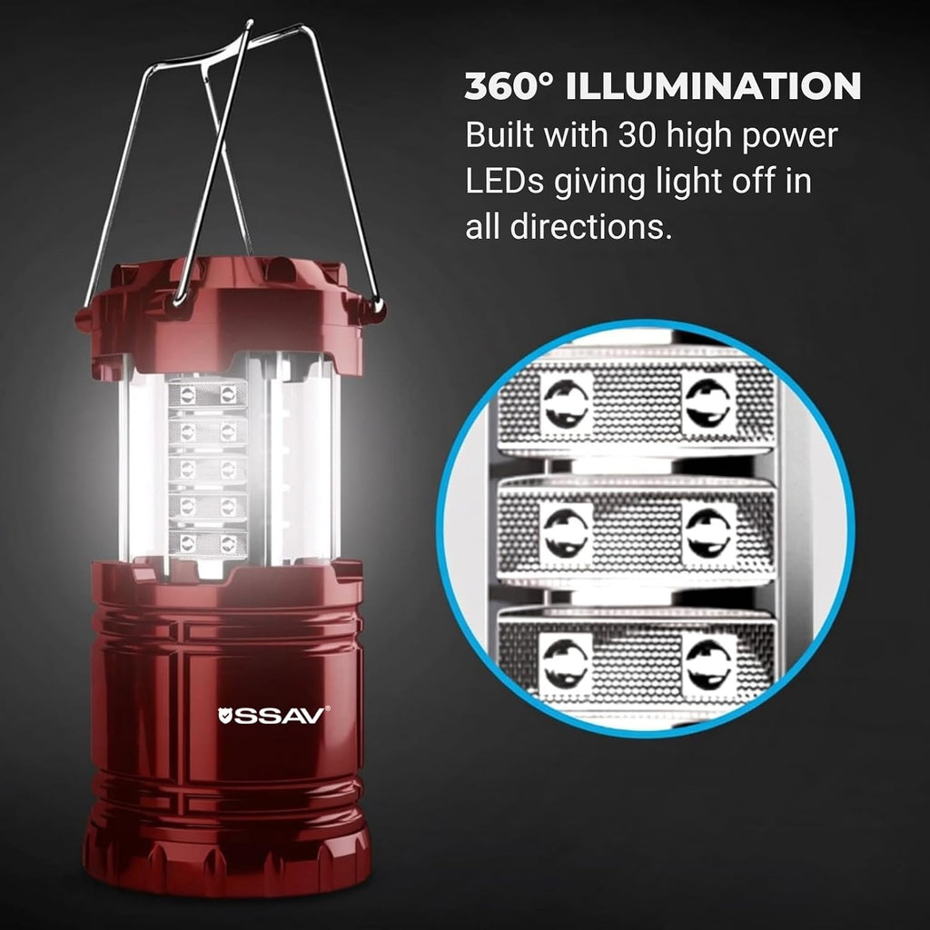 SSAV Battery Powered LED Lanterns (Batteries Included) (2 Pack Red)