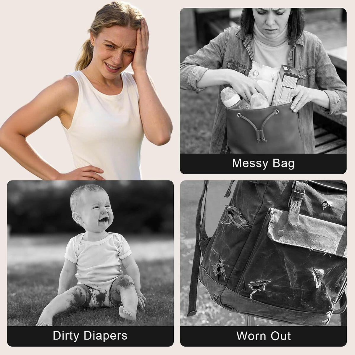 diaper bag backpack with Wet/Dry Pocket, Changing Pad, 25L Brown