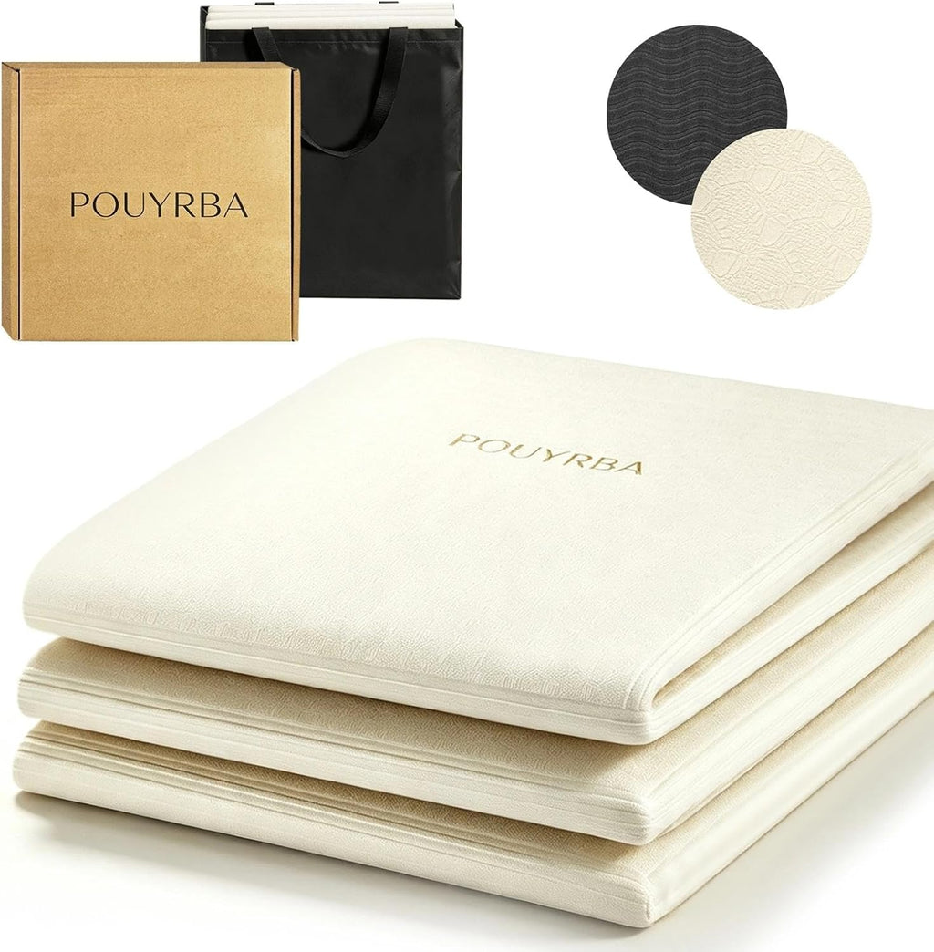 Foldable Yoga Mat for Travel, 6mm Thick TPE Non-Slip Pilates Exercise Mat, Portable Folding Yoga Mat 72"x24"x0.24" with Carry Bag, Compact Travel Yoga Mat for Home Workout Gym Stretching & Outdoor