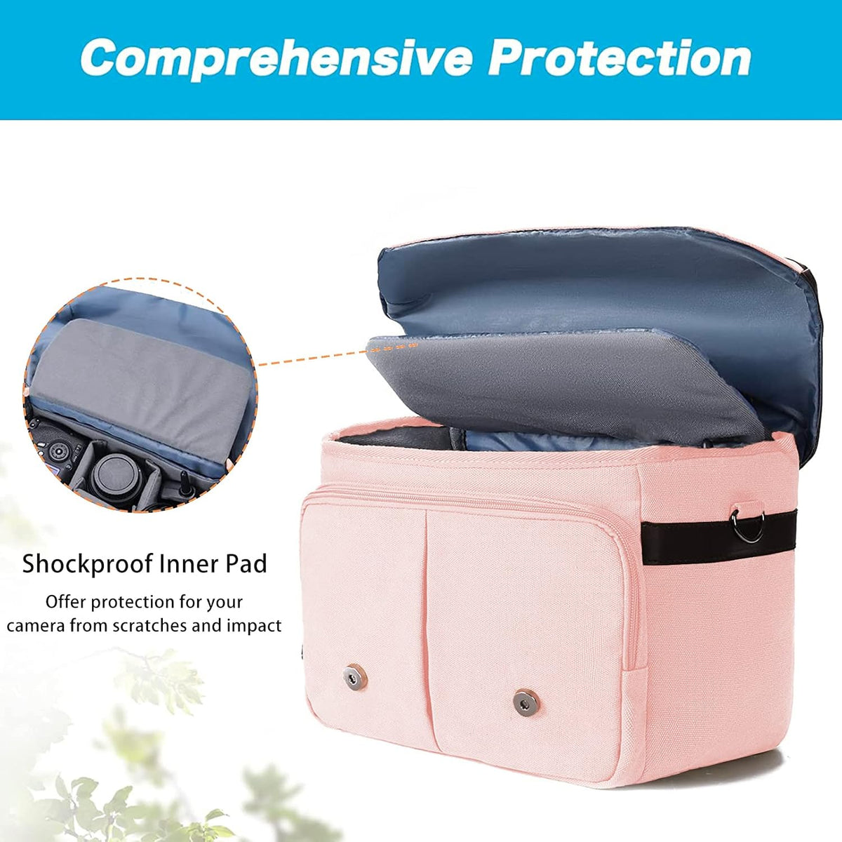 MOSISO Camera Case Crossbody Shoulder Messenger Photography Bag, Pink
