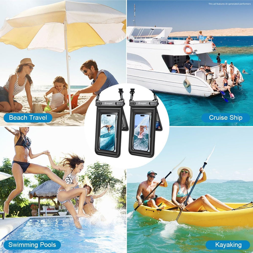 Rynapac Double Space Floating Waterproof Phone Pouch [Up to 8.5''], 2 Pack