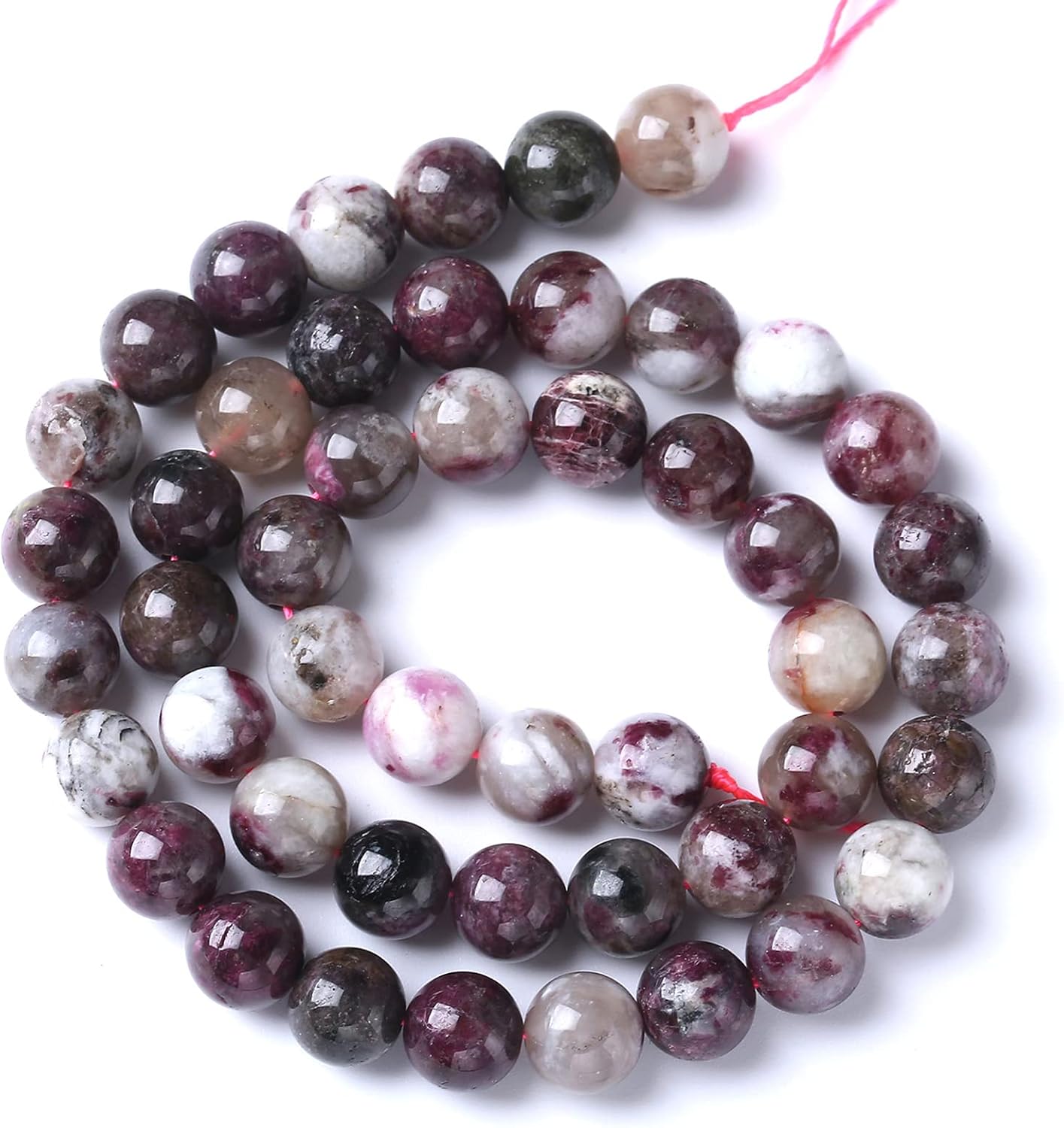 8MM 44PCS Natural Stone Colorful Tourmaline Gemstone Loose Beads for Jewelry Making DIY Bracelet Necklace 1 Strand