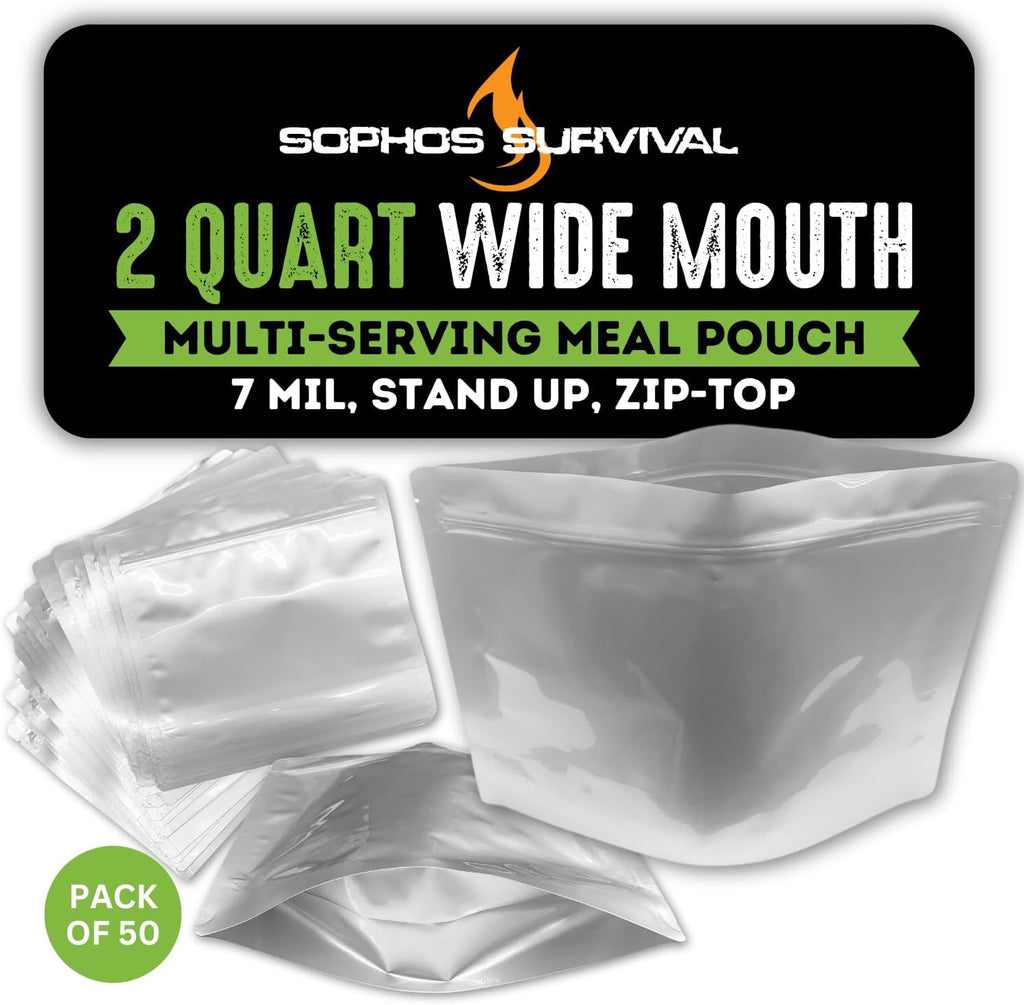 50 Mylar Bags for Food Storage, Airtight 7-Mil Thick Gusseted Zip Lock, Long Term, Reusable, Emergency Food Supply & Freeze Dryer Bags - 1 Cup 5x7 Inch