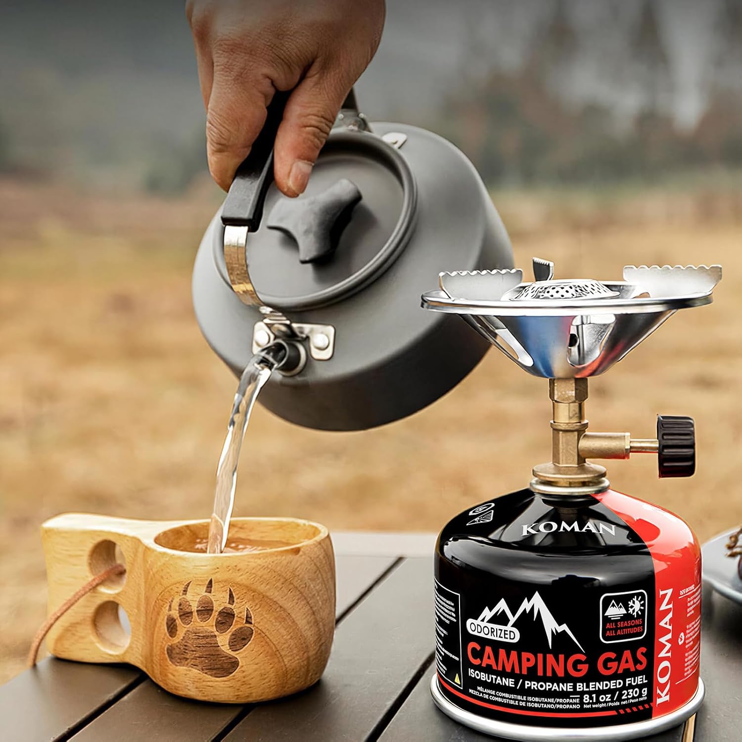 KOMAN Isobutane Fuel Canister 230 Gram Camping Stove Fuel Butane Propane Blend Camping Fuel Gas Canister Backpacking Fuel Light-Weight Compact Camping Fuel (4 Pack)