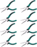 8 PCS 6.3 Inch Spring Needle Nose Pliers, Heavy Duty Steel Nose Side Cutting Pliers Nonslip Rubber Handle Wire Cutter for Crimping Looping Shearing