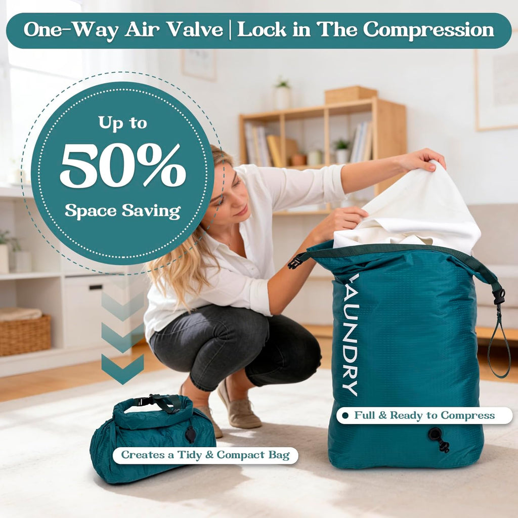 Travel Laundry Bag, Vacuum Compression Dirty Clothes Travel Bag