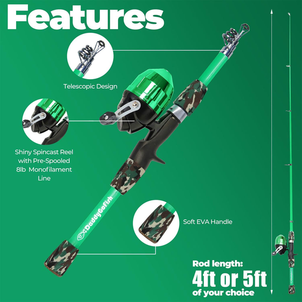 Kids Fishing Pole for Boys, Girls & Youth Age, Toddler Fishing Pole Set Kit