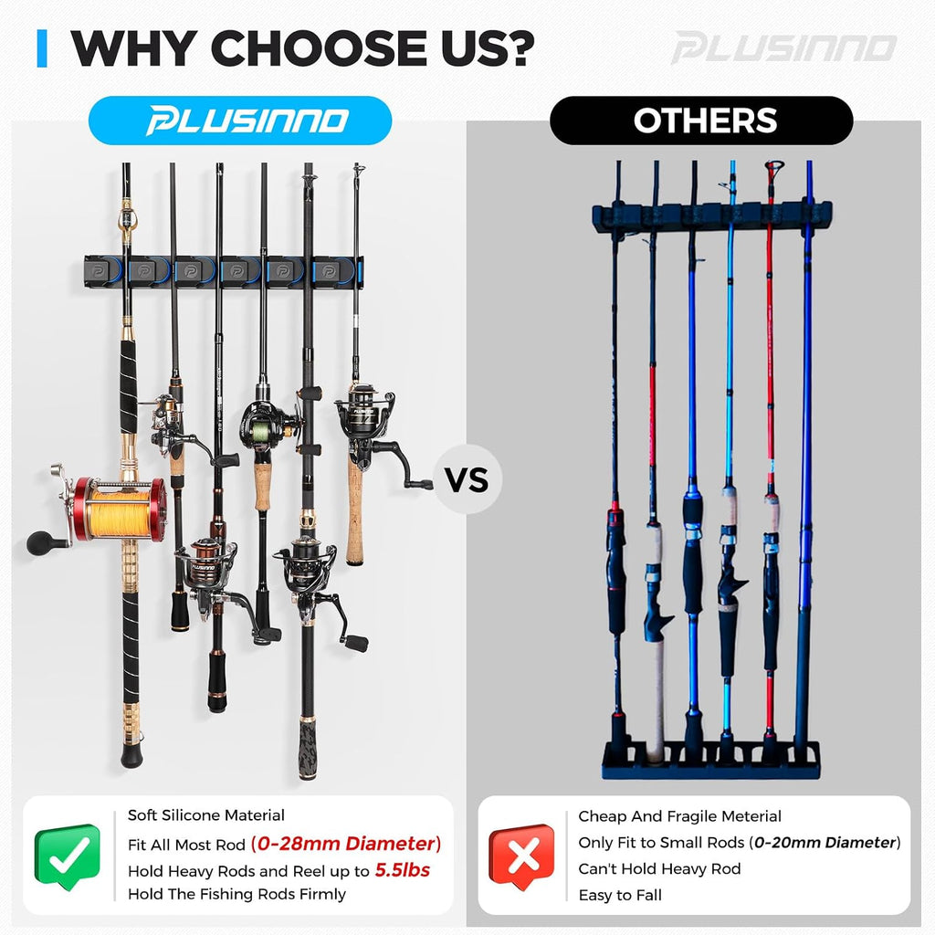 PLUSINNO V6 Vertical Fishing Rod Holder, Pole Holders for Heavy Combos