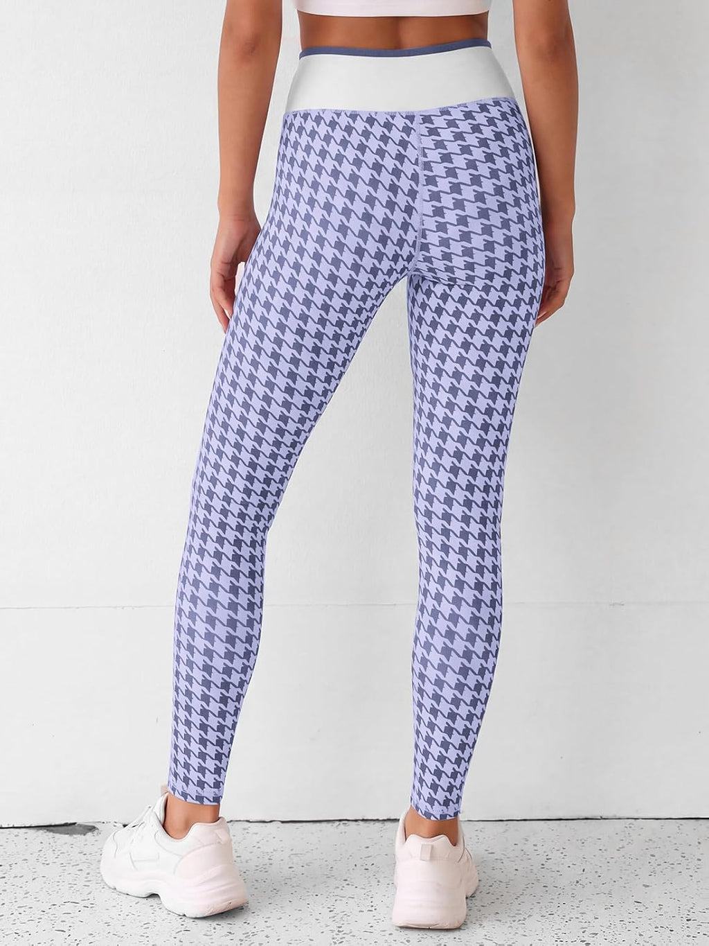 Aoysky Womens High Waist Houndstooth Leggings No Front Seam Yoga Pants