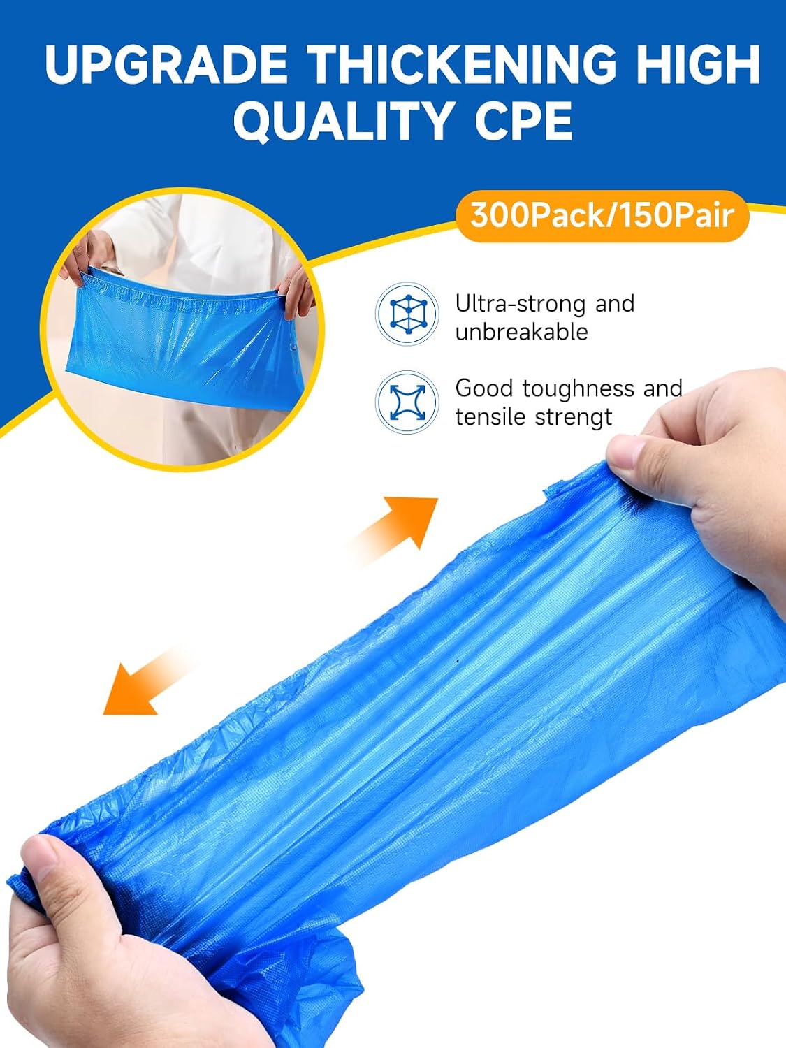 TOOSOFt Shoe Covers Disposable Non Slip Plastic Pack of 300 (150 Pairs)