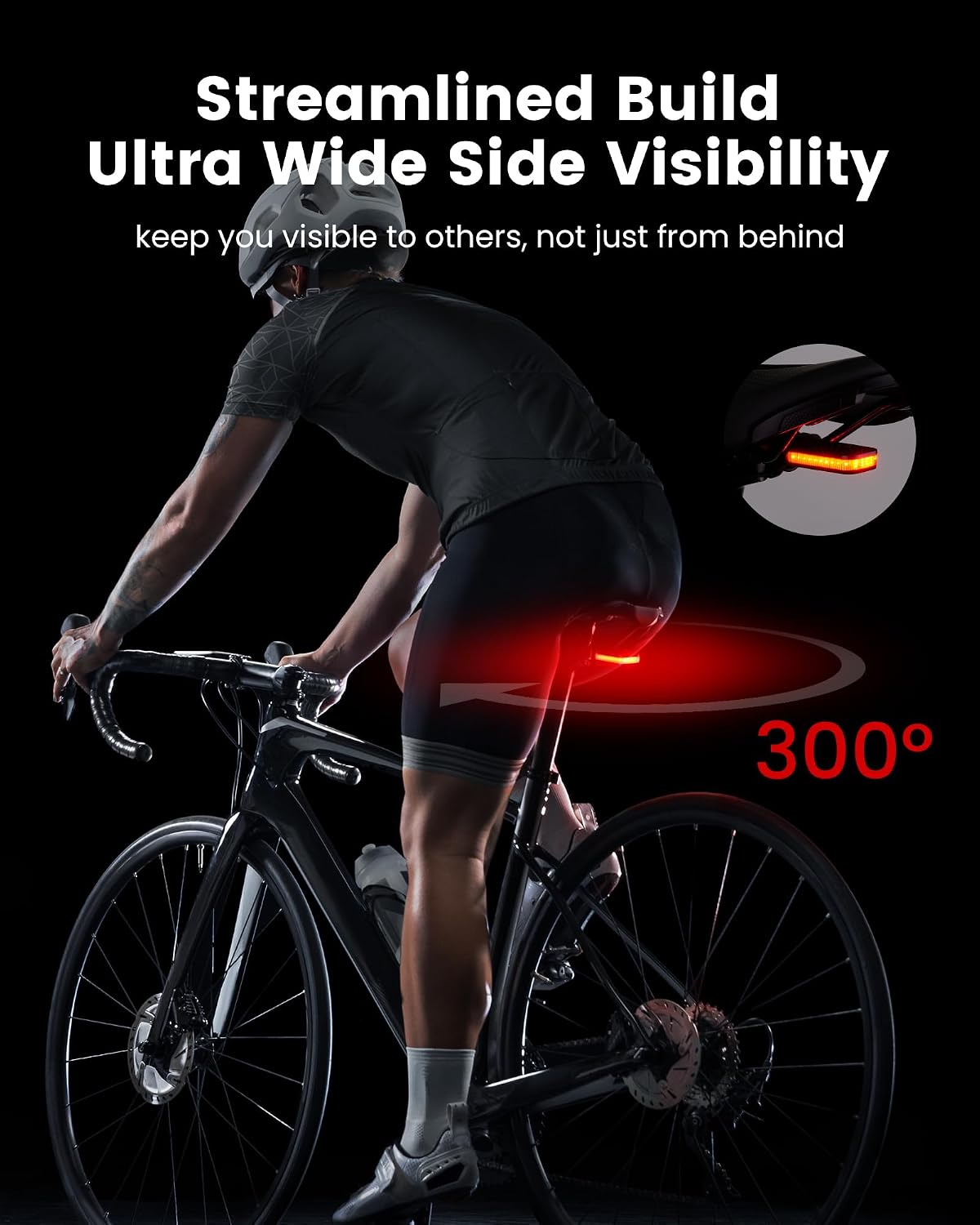 RAVEMEN CL01 Bike Tail Light, 300° Wide-Angle Rear Bicycle Light