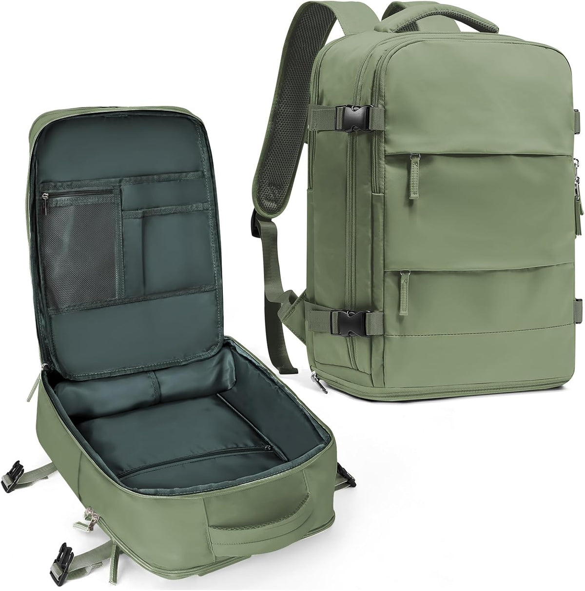 coowoz Travel Backpack For Women Men,Carry On Backpack,Hiking Backpack Waterproof Outdoor Sports Rucksack Casual Daypack travel essentials（Gray Green）